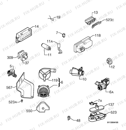 Взрыв-схема посудомоечной машины Arthurmartinelux ASF2484 - Схема узла Electrical equipment 268